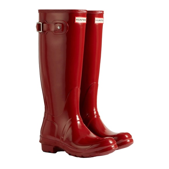 Hunter Glossy Red Knee-High Boots - Picture 1 of 11